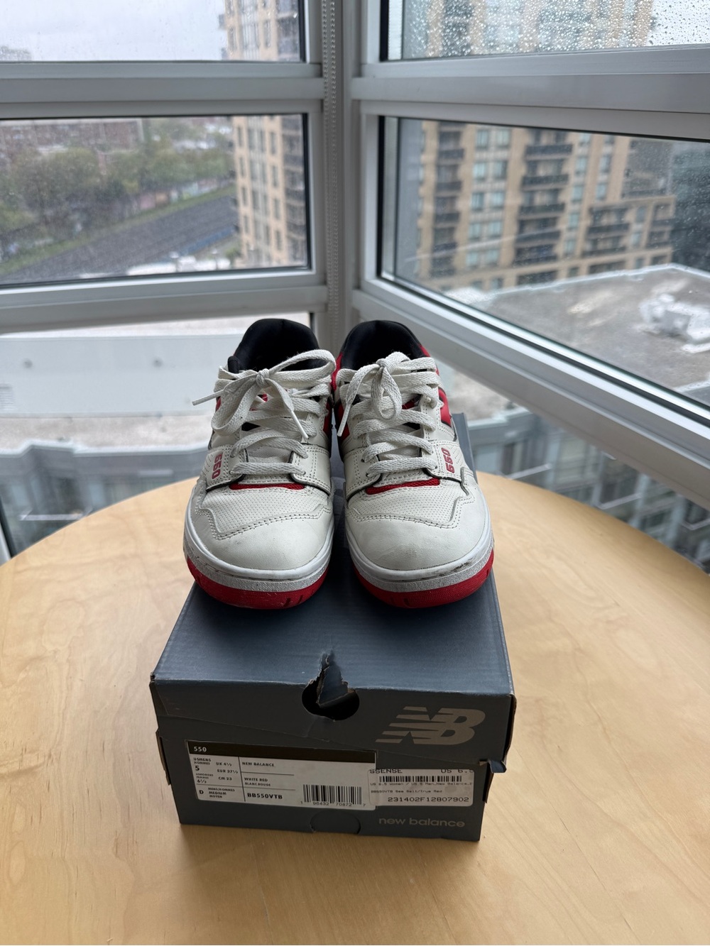 New Balance White, Red and Black Low-Top Sneakers